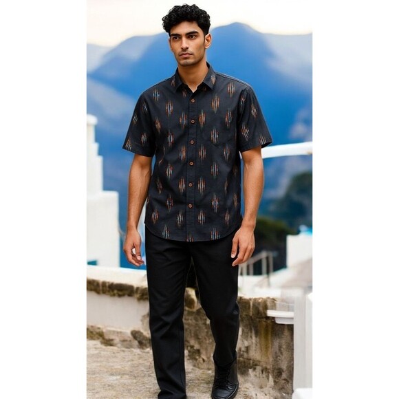 Robert Graham Shirt Men's L Short Sleeve 100% Cotton Button-Up‎ Classic Fit - Picture 1 of 13